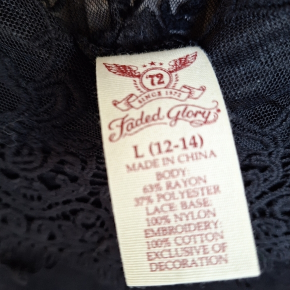 Faded Glory Lace Yoke Sweater Sz12/14 Lt Weight Long Sleeve Pullover Poly/Rayon - Picture 7 of 8